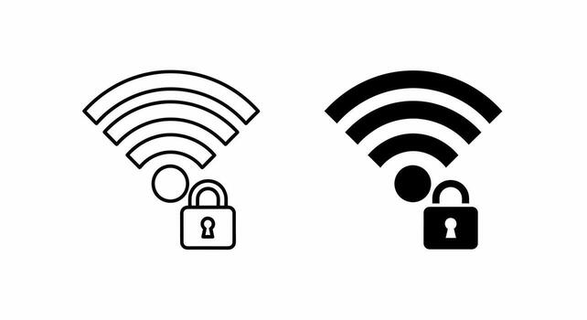 Wireless Network Security Icon with Padlock vector