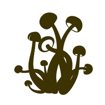 Dark silhouette of a cluster of mushrooms on a white background. Ideal for icons, culinary websites, apps, books, menus, educational materials vector