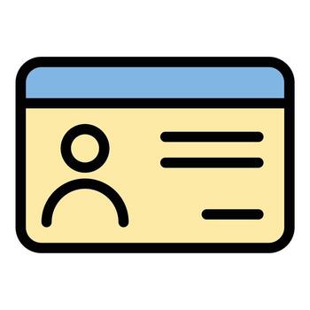 identidad tarjeta icono plano línea estilo ilustración representando personal identificación y oficial documentación, adecuado para gobierno servicios, seguridad sistemas, y administrativo procesos vector