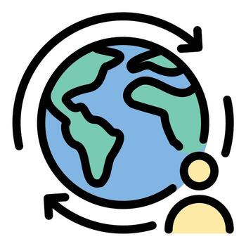 migración icono plano línea estilo ilustración representando población movimiento y reubicación, adecuado para demográfico estudios, inmigración servicios, y global movilidad proyectos vector