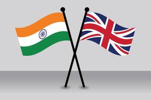 Crossed flags of India and UK vector