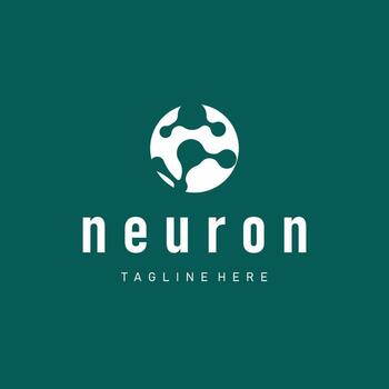 simple molecular concept of neuron logo design is minimalist cell and also simple molecular structure design as silhouette and poster illustration template vector