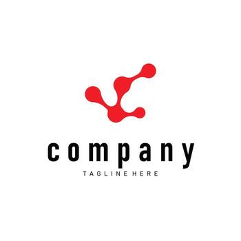 molecular concept of neuron logo design which is simple minimalist cell and also simple molecular structure design as silhouette and poster illustration template vector