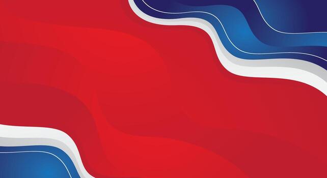 Abstract blue white gradient wave shape on red background vector