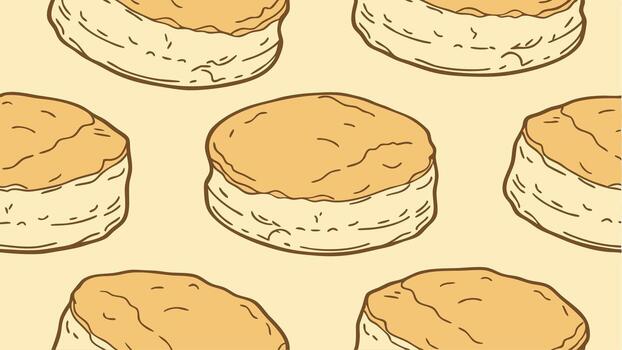 Illustration of Biscuits Pattern on a Beige Background Simple Style vector