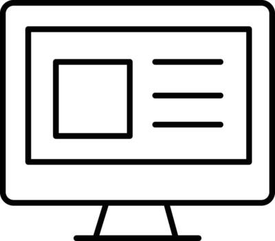 computadora monitor pantalla monitor tecnología escritorio contorno icono web interfaz mínimo negro blanco moderno digital dispositivo plano ilustración electrónico equipo Internet comunicación vector