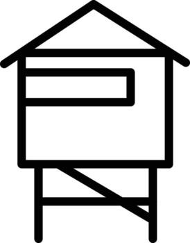 Elevated wooden hut simple outline black line drawing isolated on transparency background minimalistic style rural shelter elevated structure basic architecture peaceful and calm feeling vector
