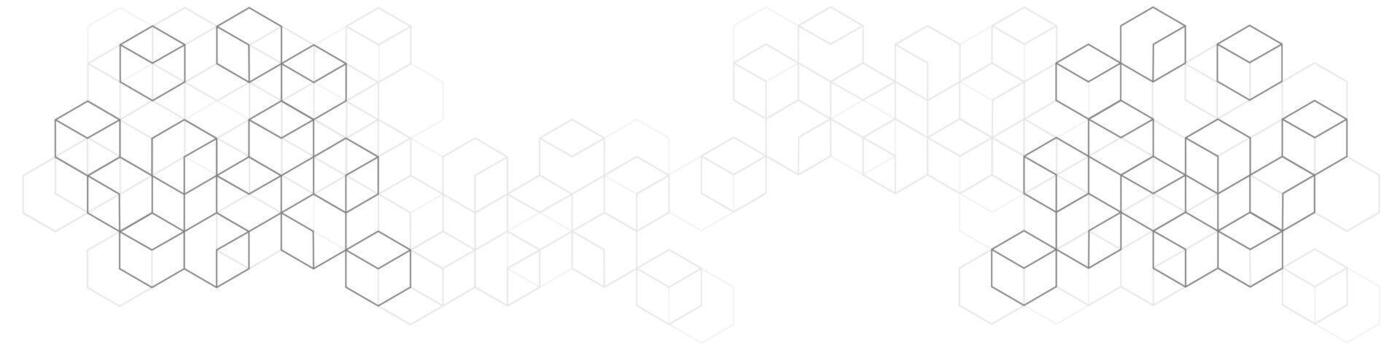 White background from cubes and lines.Linear geometric drawing. vector