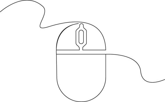 continuous one line computer mouse logo. continuous line computer mouse Illustration. vector