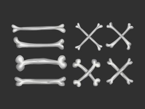 a set of bones and cross bones on a black background vector