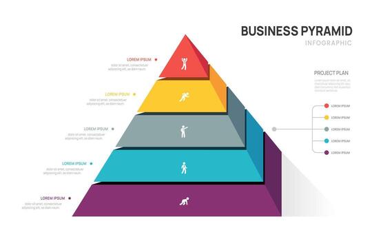 Infographics triangular pyramid chart timeline business 5 steps to success vector