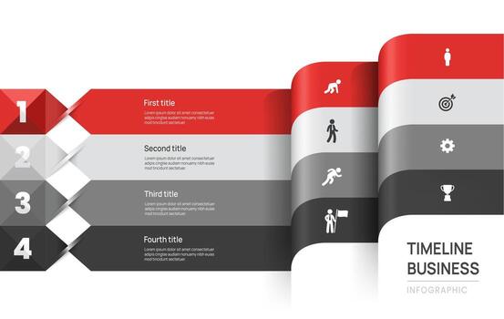 infografia cronograma negocio con 4 4 pasos a éxito, presentación modelo con icono elementos. vector