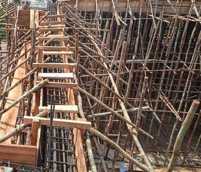 de madera encofrado para hormigón bloquear construcción foto