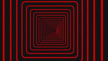 Retro black and red optical illusion effect background with a tunnel of rounded squares. Full HD looping animation. video