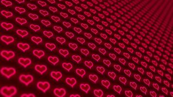 Cute red neon love hearts pattern. Full HD and looping Valentine's Day background animation. video