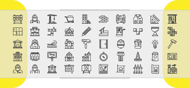 Architecture Icons Collection Building Design Elements vector
