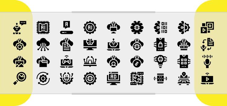 Artificial Intelligence and Cloud Data Icons vector