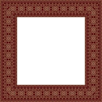gold with red square Yakut ornament. Infinite rectangle, border, frame of the northern Far East. vector