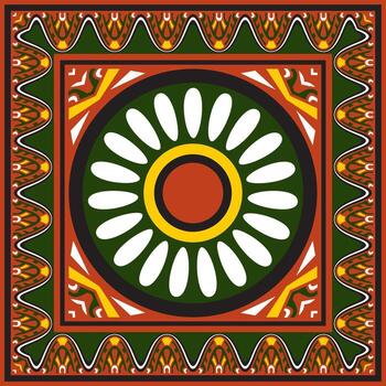 square Assyrian color ornament. Rectangle, border, frame of Mesopatamia vector