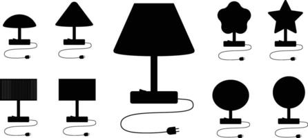 siluetas de minimalista mesa lamparas en varios formas vector