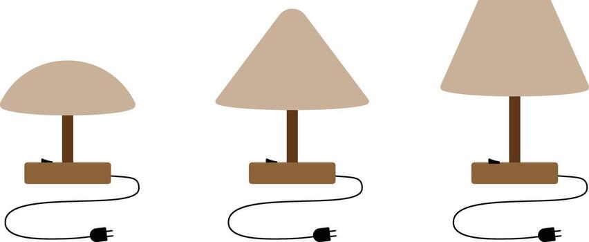 Minimalist Table Lamp in Semicircle, Triangle, and Trapezoid Shapes, Modern Design. vector