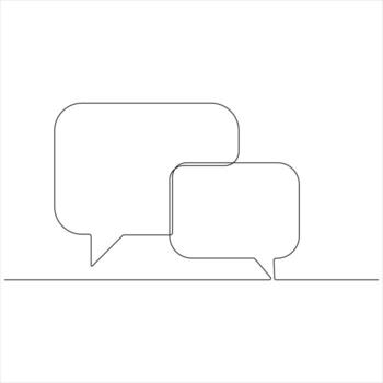 Minimal speech bubble one line drawing continuous dialogue illustration vector
