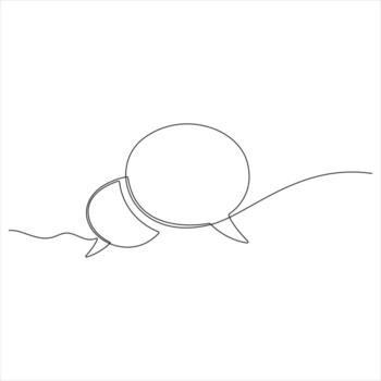 Continuous line art speech bubble, simple dialogue bubble border vector