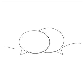 Continuous line drawing speech bubble simple dialogue bubble border vector