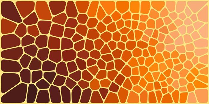 Abstract mosaic pattern with irregular polygon shapes in a warm gradient of orange, red, and yellow tones, creating a vibrant and dynamic visual effect. vector
