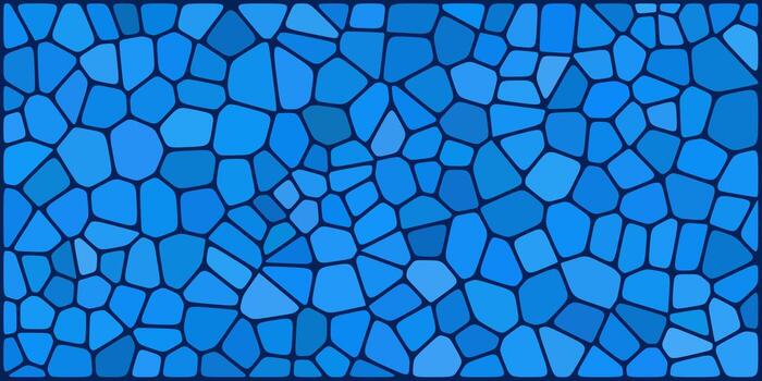 A blue mosaic pattern made of irregular polygonal shapes, resembling stained glass or cobblestones with a calming and modern design. vector