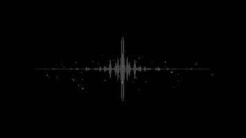 monocromo voz registro, forma de onda igualada y visualización de audio ola. animación. blanco pulsante señal en negro antecedentes. video