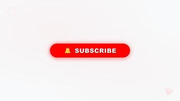 animerad prenumerera knapp med klocka ikon på en rena vit bakgrund redo för använda sig av video