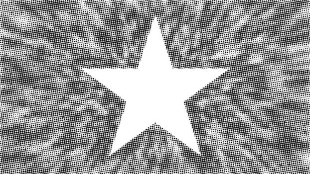 Star on a background with a textured black halftone pattern. Abstract background. vector
