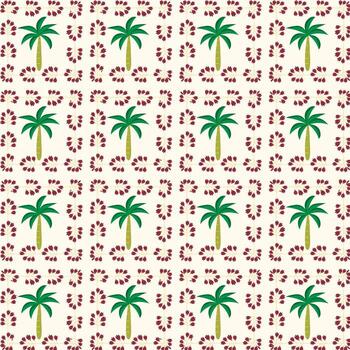 a pattern with palm trees and berries vector