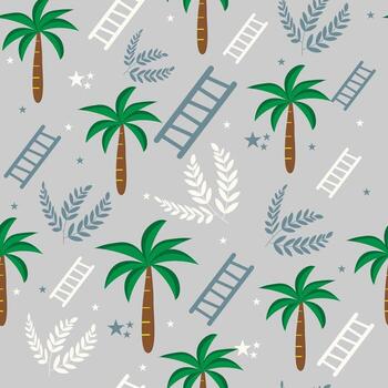 New pattern with palm trees and ladders vector