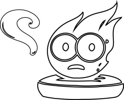 Surprised Flame Character With Fiery Question Mark Floating Beside It vector