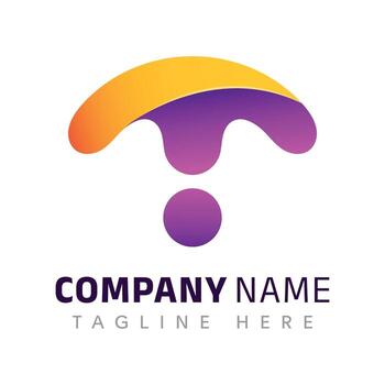 Modern abstract gradient logo design featuring a stylized t shape with vibrant colors and company name placeholder vector