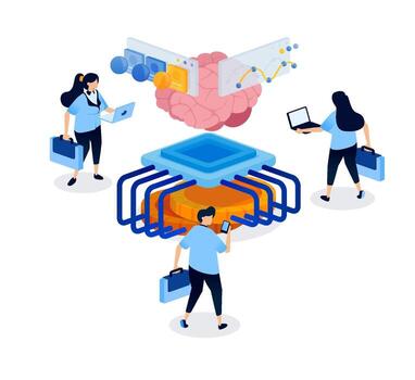 AI and data processing illustration vector