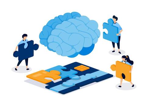 Brainstorming with puzzle pieces vector