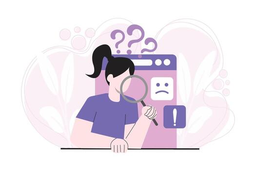 Woman analyzing feedback on a digital interface vector