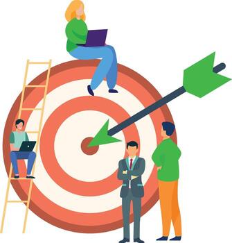 Team aiming for goals on target vector