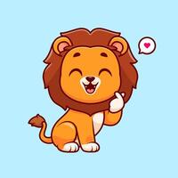 Cute Lion With Korean Love Sign Hand Cartoon vector