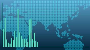 animerad bar Graf över en värld Karta, illustrerar global finansiell trender med slät övergångar och en blå grön Färg schema video