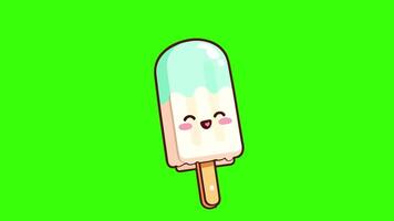 kawaii paleta de hielo personaje con amar, bucle animación video