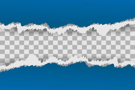 Blue torn paper with torn edges with shadow effect vector