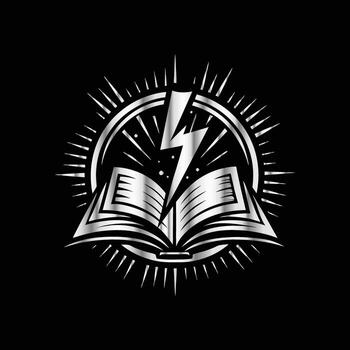 an open book with lightning bolt on it vector