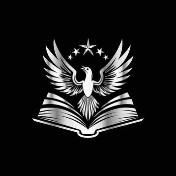 an open book with a bird on it vector