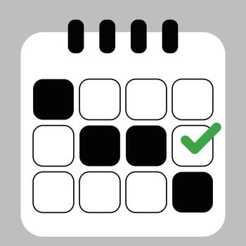 Modern Calendar Icon with Check Mark for Task Completion and Date Scheduling vector