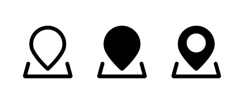 Navigation map pin icon set. Location marker symbol. Place position concept vector