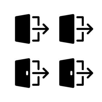 puerta salida icono colocar. cerrar sesión solicitud símbolo. firmar fuera concepto vector
